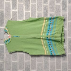 Quacker Factory Women's 100% Cotton Green and Blue Zipper Down Summer Vest Large